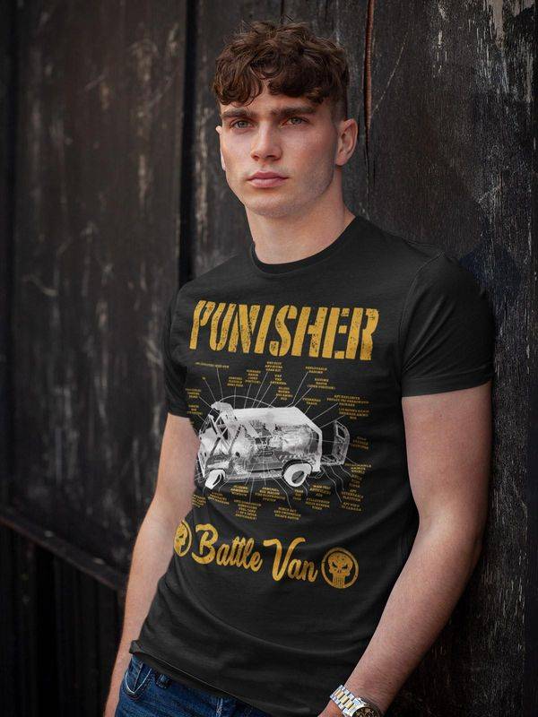 Nastrovje Potsdam The Punisher Battle Van Herren T-Shirt schwarz Schlussverkauf