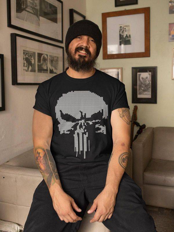 Nastrovje Potsdam The Punisher Fake Knit Herren T-Shirt schwarz Günstiger Verkauf