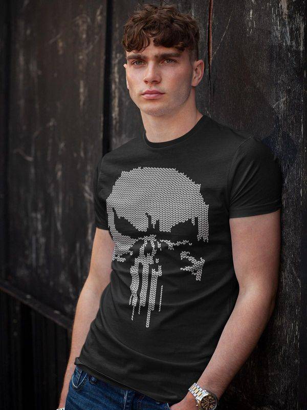 Nastrovje Potsdam The Punisher Fake Knit Herren T-Shirt schwarz Günstiger Verkauf
