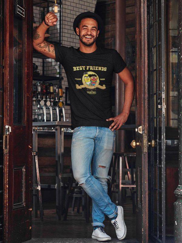 Nastrovje Potsdam Sesamstrasse Ernie & Bert Best Friends Herren T-Shirt schwarz Fabrik Onlineshop