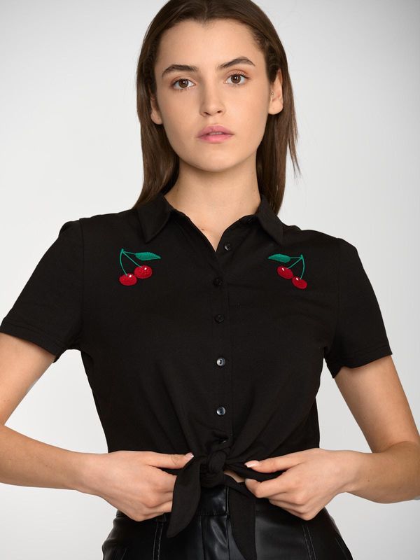 Nastrovje Potsdam Pussy Deluxe Classic Black Damen Kurzarmbluse schwarz Exklusive Angebote