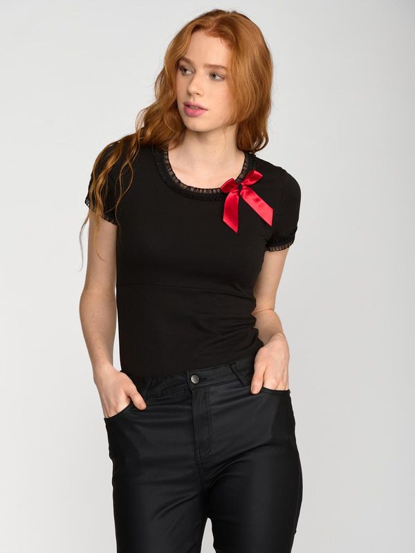 Nastrovje Potsdam Pussy Deluxe Bow On Black Shirt female schwarz Kauf eins, bekomm eins gratis