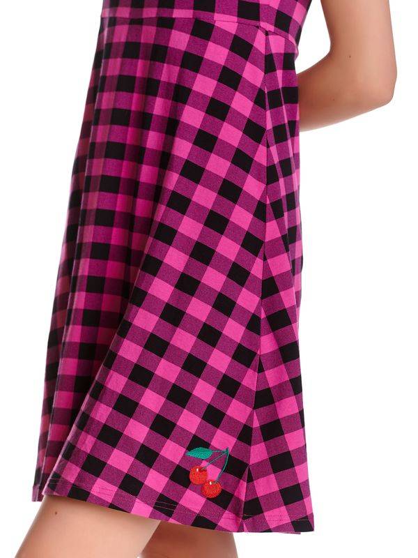 Nastrovje Potsdam Pussy Deluxe Back to 1955 pink checkered Damen A-Linien-Kleid pink allover Letzter Tag