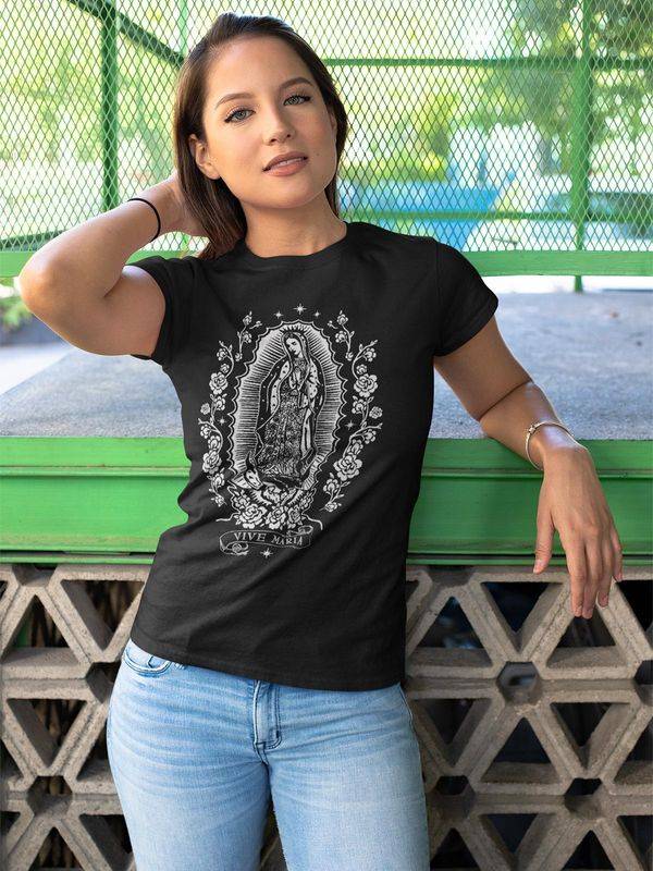 Nastrovje Potsdam Vive Maria Holy Virgin Damen T-Shirt schwarz Fabrikverkauf