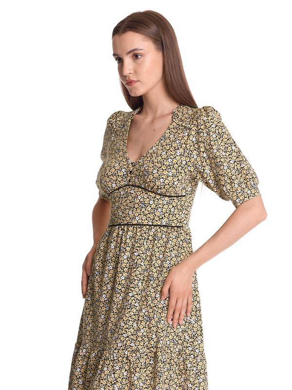 Nastrovje Potsdam Vive Maria Golden Flower Damen A-Linien-Kleid dunkelgelb allover Großer Ausverkauf