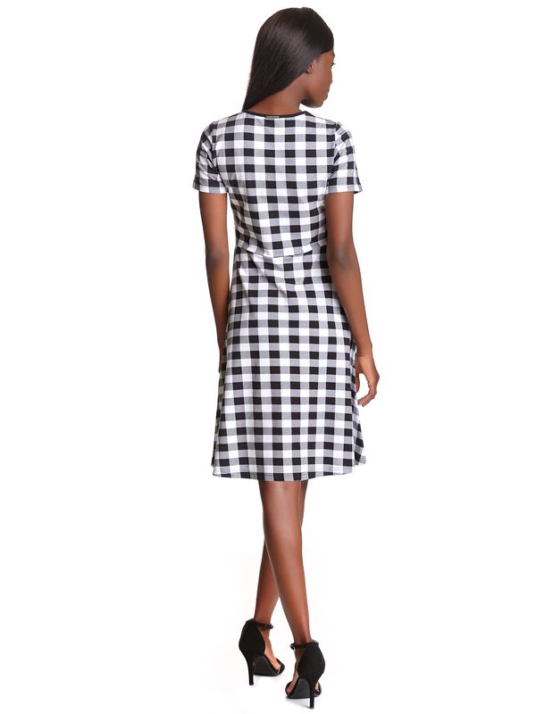 Nastrovje Potsdam Pussy Deluxe Back to 1955 black Checkered Damen A-Linien-Kleid schwarz allover Saisonschlussverkauf