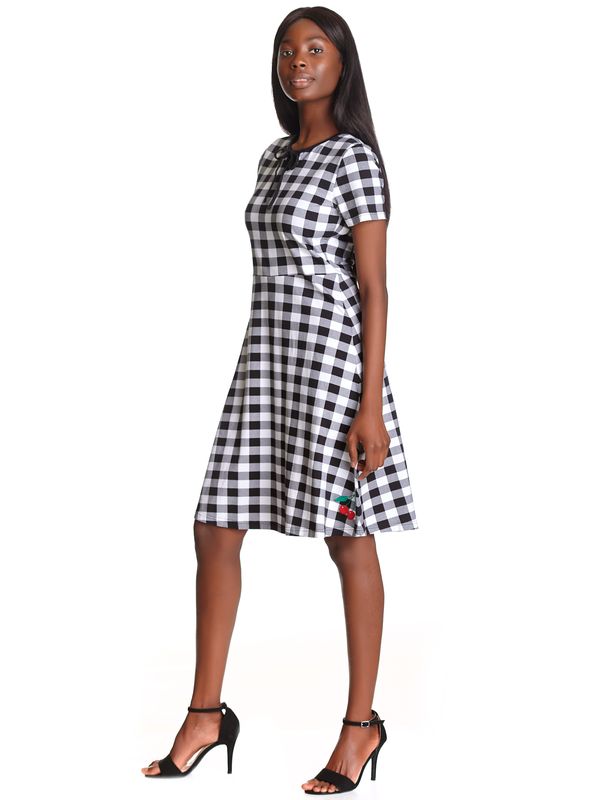 Nastrovje Potsdam Pussy Deluxe Back to 1955 black Checkered Damen A-Linien-Kleid schwarz allover Saisonschlussverkauf