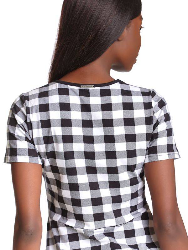 Nastrovje Potsdam Pussy Deluxe Back to 1955 black Checkered Damen A-Linien-Kleid schwarz allover Saisonschlussverkauf