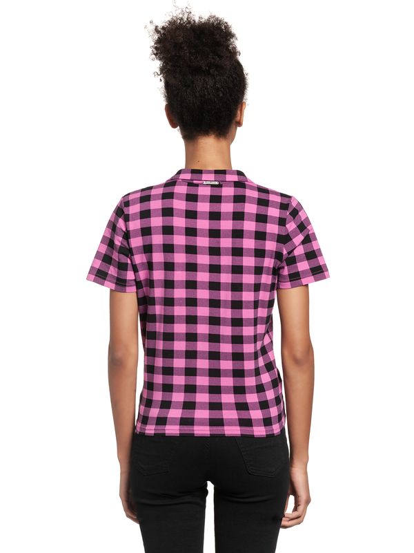 Nastrovje Potsdam Pussy Deluxe Pink checkered Damen Kurzarmbluse schwarz/lightpink Black Friday