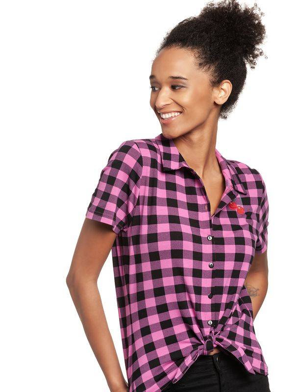 Nastrovje Potsdam Pussy Deluxe Pink checkered Damen Kurzarmbluse schwarz/lightpink Black Friday