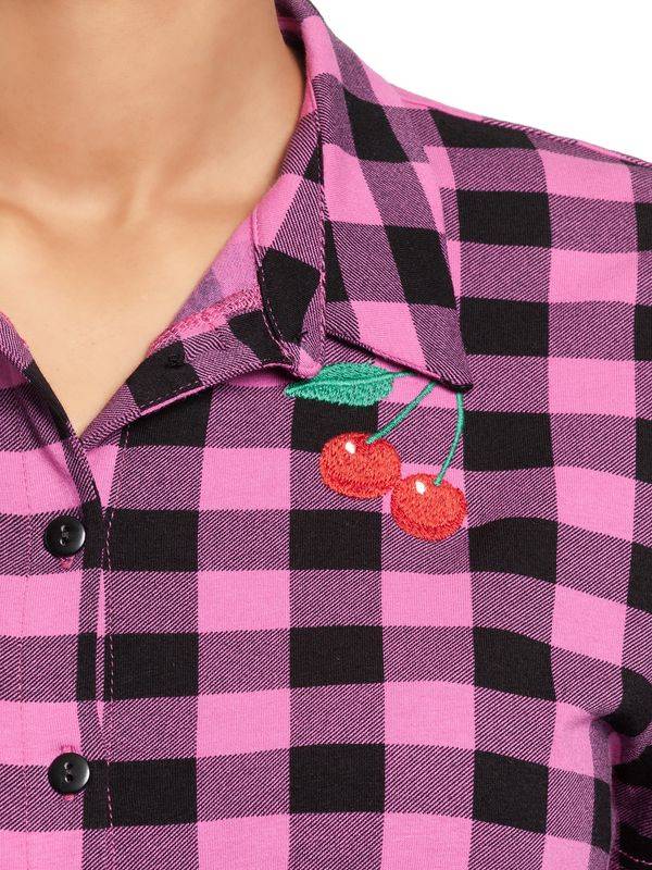 Nastrovje Potsdam Pussy Deluxe Pink checkered Damen Kurzarmbluse schwarz/lightpink Black Friday
