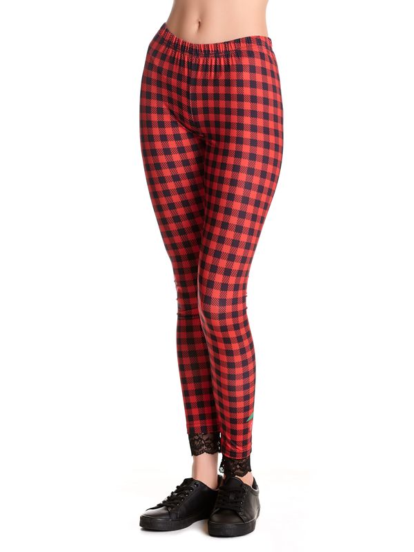 Nastrovje Potsdam Pussy Deluxe Red Checkered Damen Leggings rot allover Weihnachtsangebot