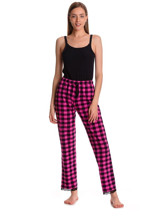 Nastrovje Potsdam Pussy Deluxe Pink Checkered Damen Schlafhose schwarz/lightpink Heißer Verkauf