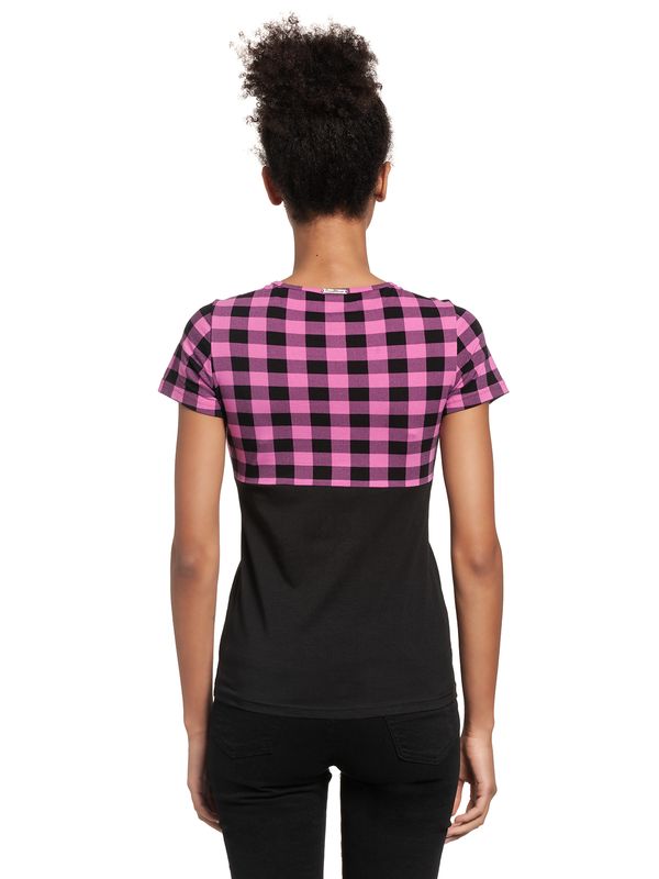 Nastrovje Potsdam Pussy Deluxe Pink Checkered Damen T-Shirt schwarz/lightpink Top Angebot
