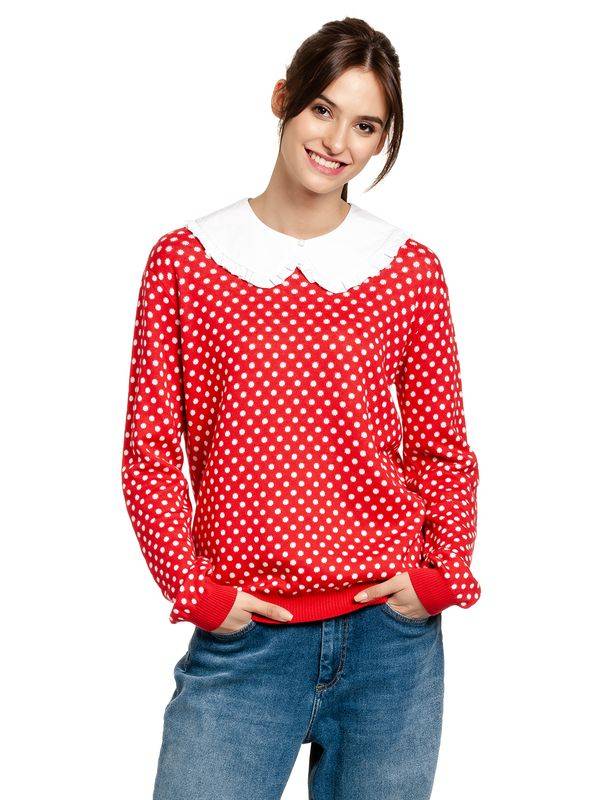 Nastrovje Potsdam Pussy Deluxe Chic Dotties Damen Strickpullover rot allover Saisonale Angebote