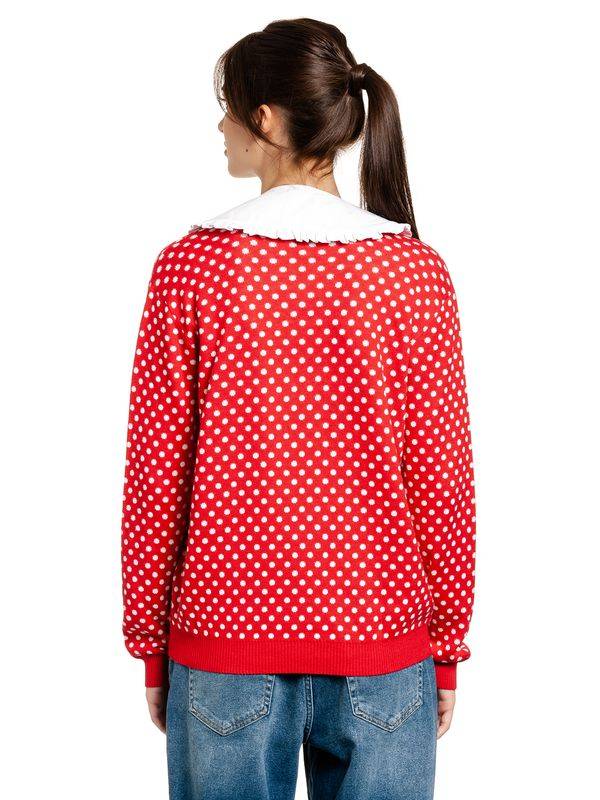 Nastrovje Potsdam Pussy Deluxe Chic Dotties Damen Strickpullover rot allover Saisonale Angebote
