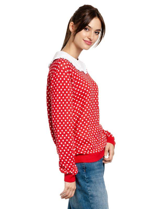 Nastrovje Potsdam Pussy Deluxe Chic Dotties Damen Strickpullover rot allover Saisonale Angebote