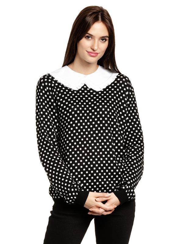 Nastrovje Potsdam Pussy Deluxe Dotties Damen Strickpullover schwarz allover Räumungsverkauf