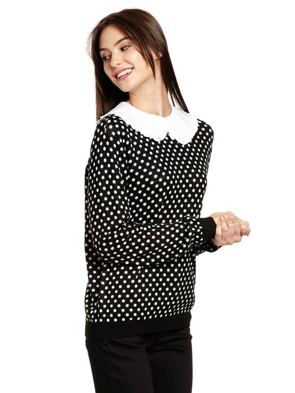 Nastrovje Potsdam Pussy Deluxe Dotties Damen Strickpullover schwarz allover Räumungsverkauf