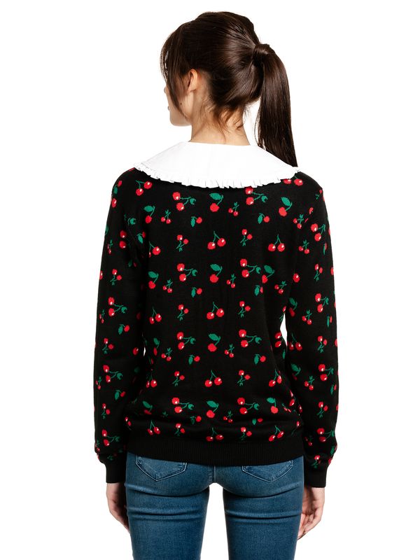 Nastrovje Potsdam Pussy Deluxe Cherries Damen Strickpullover schwarz allover Kauf eins, bekomm eins gratis