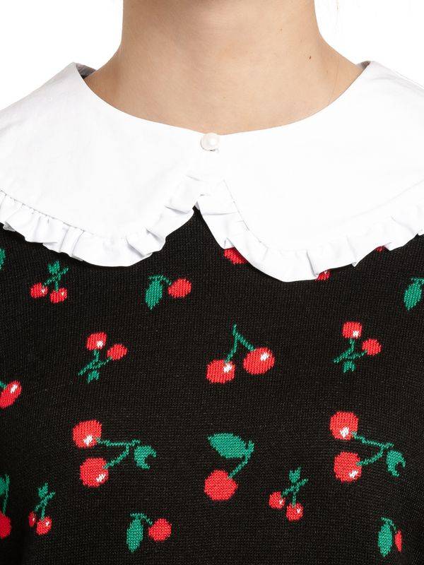 Nastrovje Potsdam Pussy Deluxe Cherries Damen Strickpullover schwarz allover Kauf eins, bekomm eins gratis