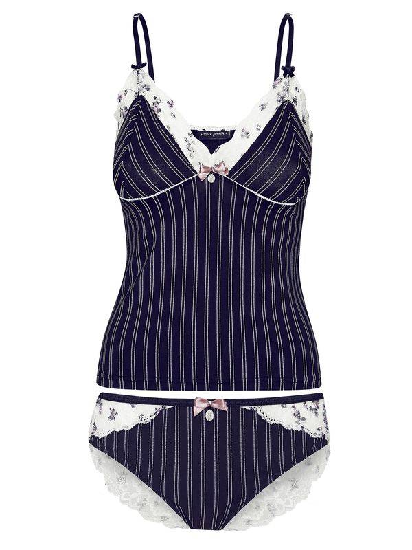 Nastrovje Potsdam Vive Maria French Dandy Damen Wäscheset: Top mit Panty schwarz allover/weiss allover Schlussverkauf