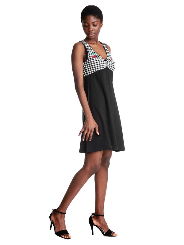 Nastrovje Potsdam Pussy Deluxe Vichy Cherry Damen A-Linien-Kleid schwarz/allover Versandkostenfrei