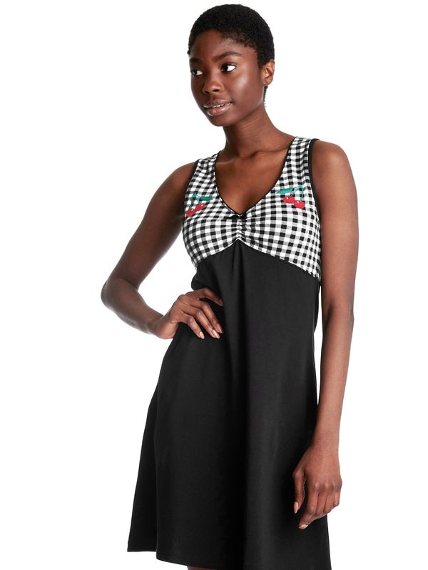 Nastrovje Potsdam Pussy Deluxe Vichy Cherry Damen A-Linien-Kleid schwarz/allover Versandkostenfrei