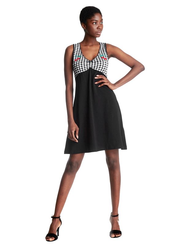 Nastrovje Potsdam Pussy Deluxe Vichy Cherry Damen A-Linien-Kleid schwarz/allover Versandkostenfrei