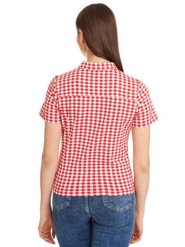 Nastrovje Potsdam Pussy Deluxe Red Plaid Damen Kurzarmbluse rot allover Online Shopping