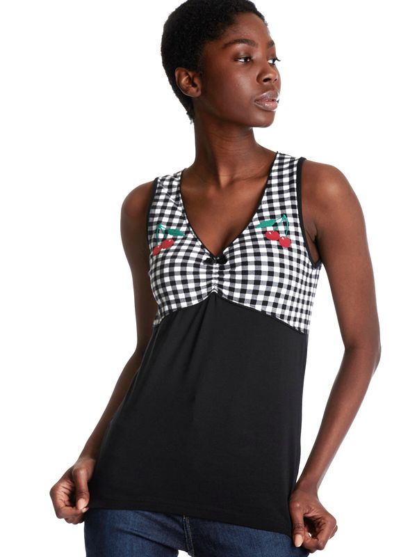 Nastrovje Potsdam Pussy Deluxe Vichy Cherry Damen Tanktop schwarz/allover Weihnachtsangebot
