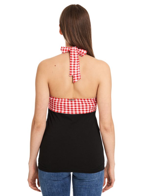 Nastrovje Potsdam Pussy Deluxe Red Plaid Damen Neckholdertop schwarz/rot Valentinstagsangebot