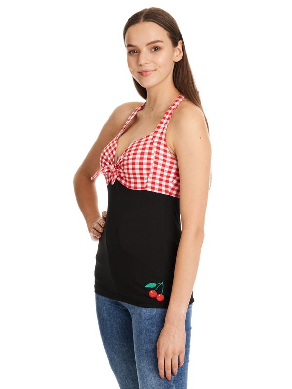 Nastrovje Potsdam Pussy Deluxe Red Plaid Damen Neckholdertop schwarz/rot Valentinstagsangebot