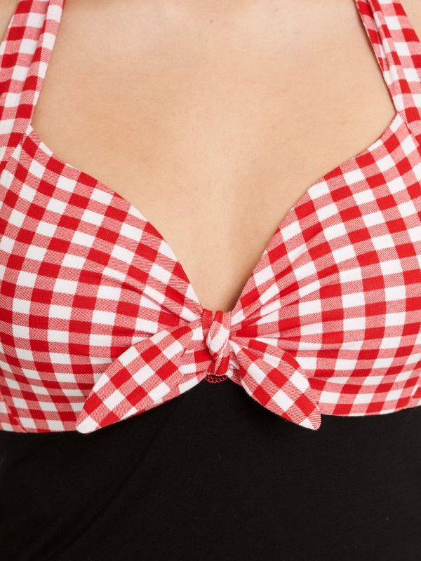 Nastrovje Potsdam Pussy Deluxe Red Plaid Damen Neckholdertop schwarz/rot Valentinstagsangebot