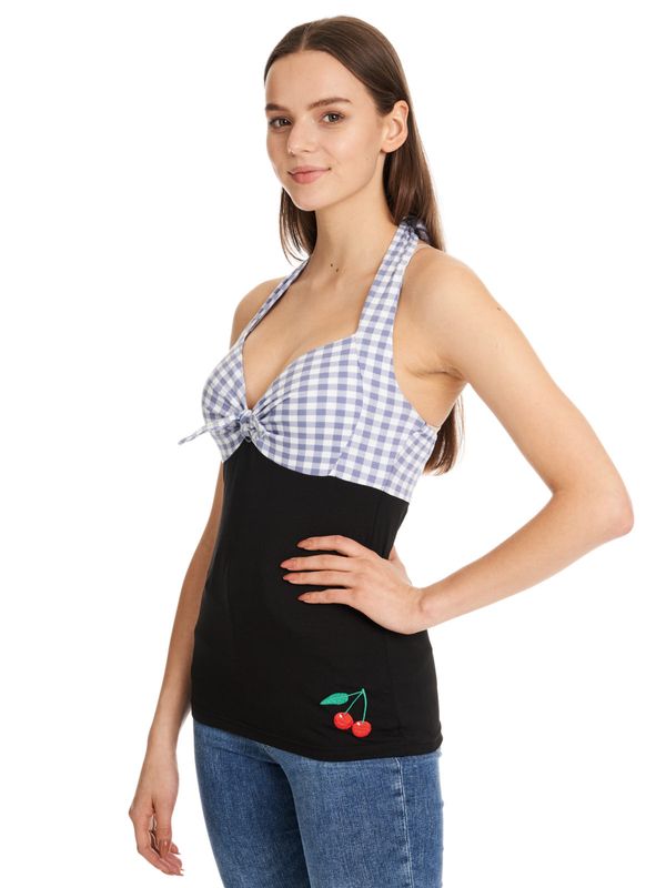 Nastrovje Potsdam Pussy Deluxe Blue Plaid Damen Neckholdertop schwarz/blau Top Angebot