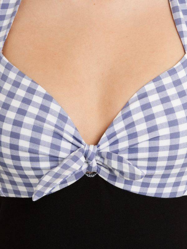 Nastrovje Potsdam Pussy Deluxe Blue Plaid Damen Neckholdertop schwarz/blau Top Angebot