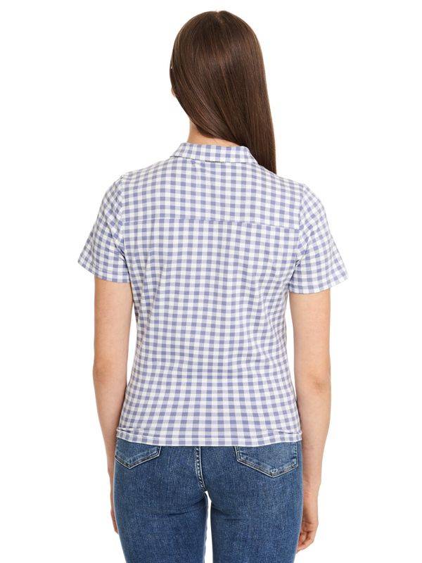 Nastrovje Potsdam Pussy Deluxe Blue Plaid Damen Kurzarmbluse blau allover Online Outlet
