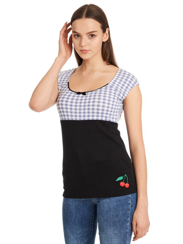 Nastrovje Potsdam Pussy Deluxe Blue Plaid Evie Damen T-Shirt schwarz/blau Sonderangebote