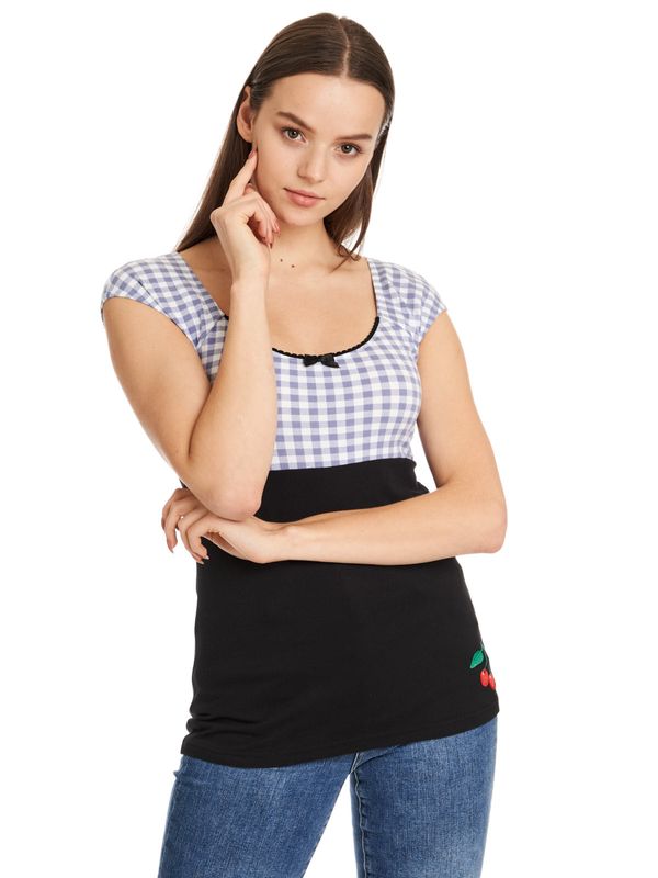 Nastrovje Potsdam Pussy Deluxe Blue Plaid Evie Damen T-Shirt schwarz/blau Sonderangebote