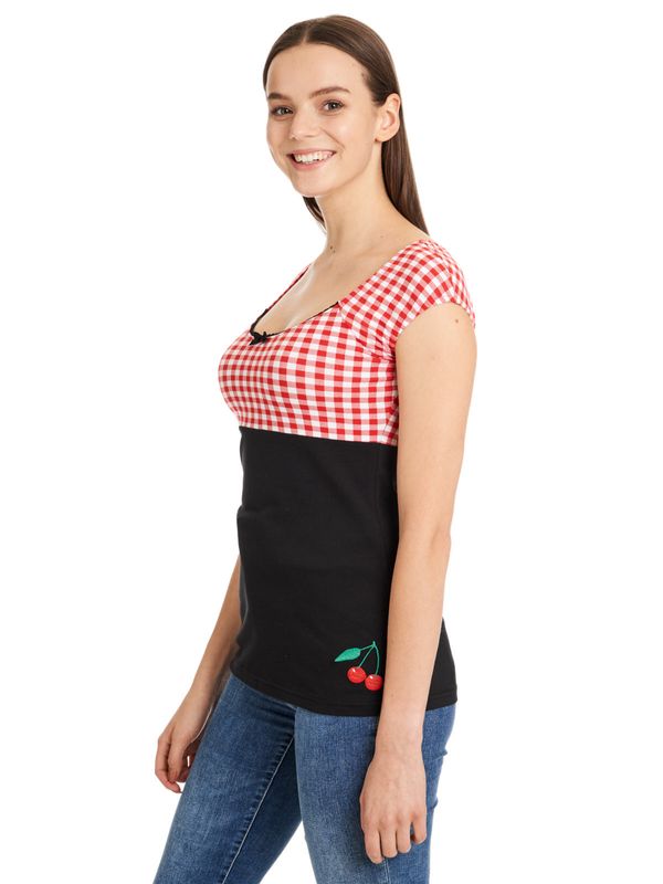 Nastrovje Potsdam Pussy Deluxe Red Plaid Evie Damen T-Shirt schwarz/rot Riesige Ersparnisse