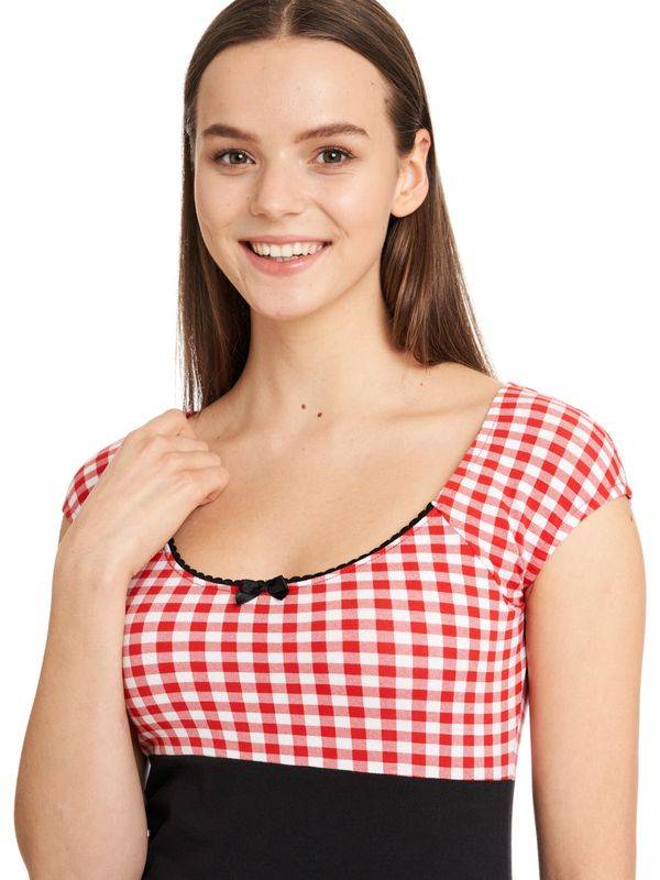 Nastrovje Potsdam Pussy Deluxe Red Plaid Evie Damen T-Shirt schwarz/rot Riesige Ersparnisse