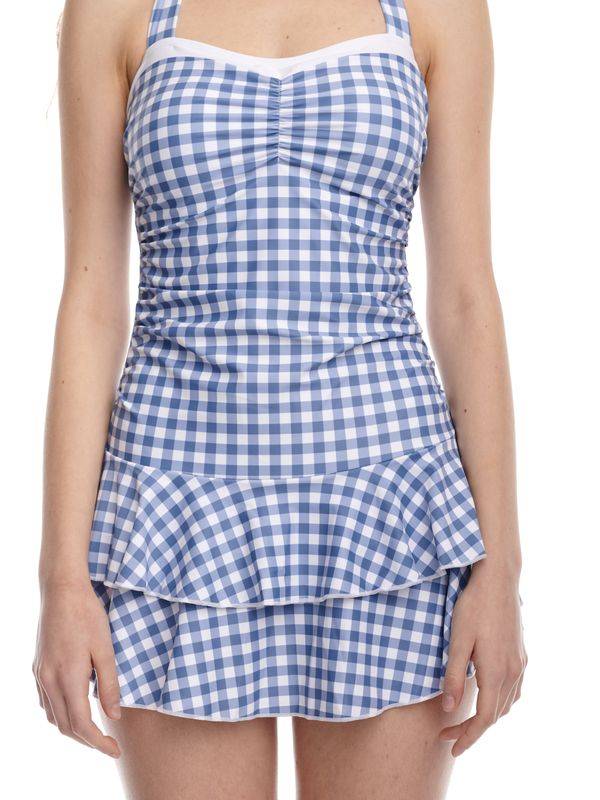 Nastrovje Potsdam Pussy Deluxe Blue Plaid Damen Badeanzug blau allover Super Sparpreis