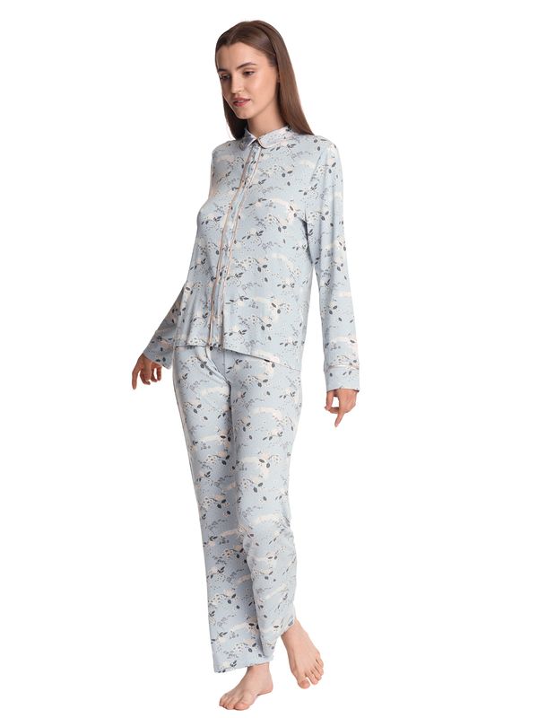 Nastrovje Potsdam Vive Maria Blue Monday Damen Pyjama blau allover 50% Rabatt für begrenzte Zeit