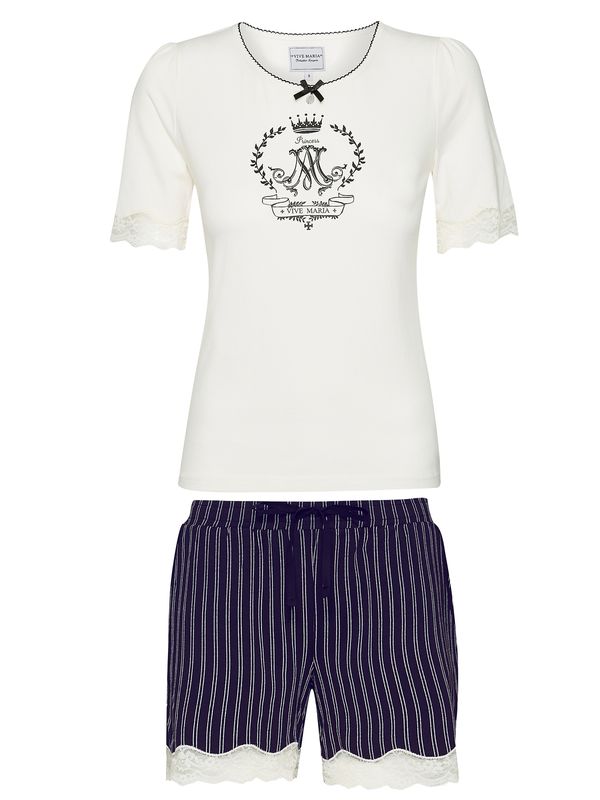 Nastrovje Potsdam Vive Maria My Princess Damen Pyjama creme/schwarz allover Schlussverkauf