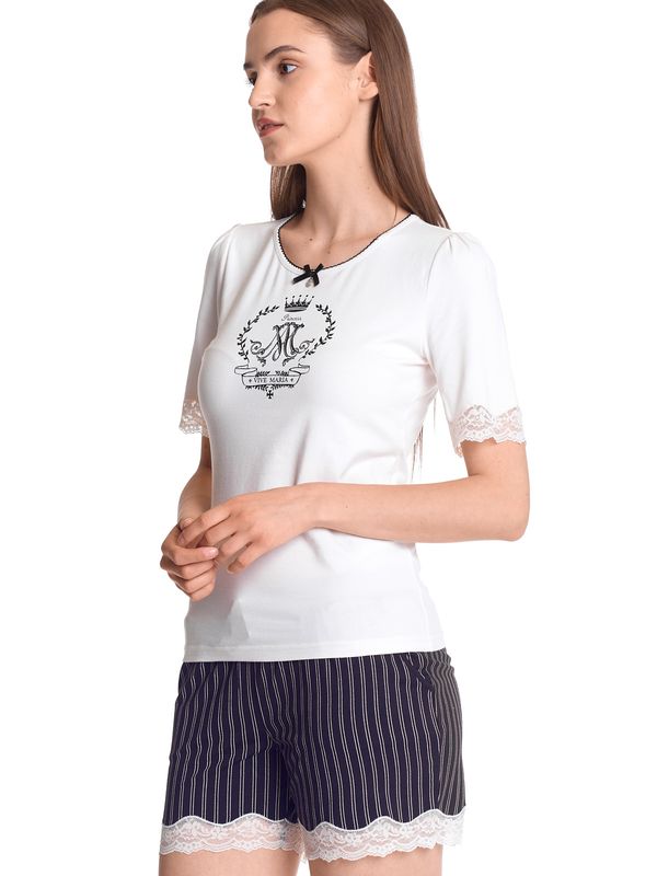 Nastrovje Potsdam Vive Maria My Princess Damen Pyjama creme/schwarz allover Schlussverkauf