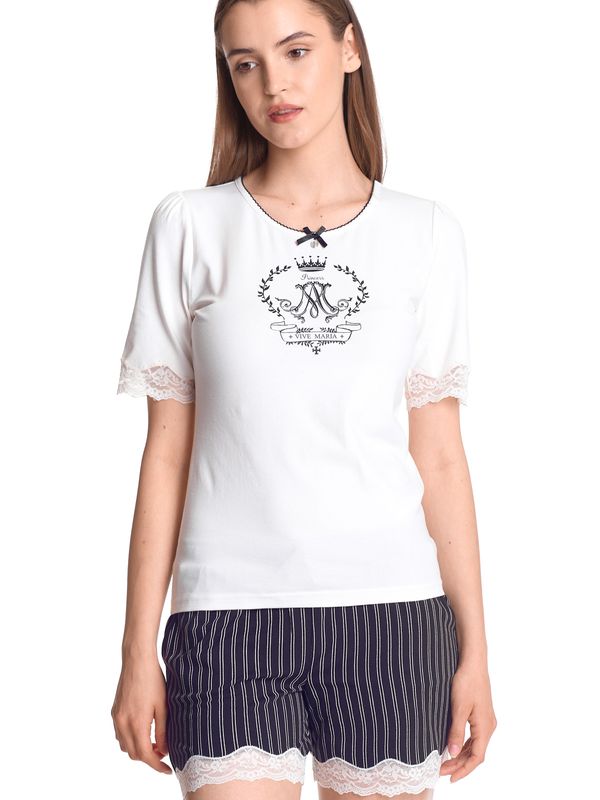 Nastrovje Potsdam Vive Maria My Princess Damen Pyjama creme/schwarz allover Schlussverkauf