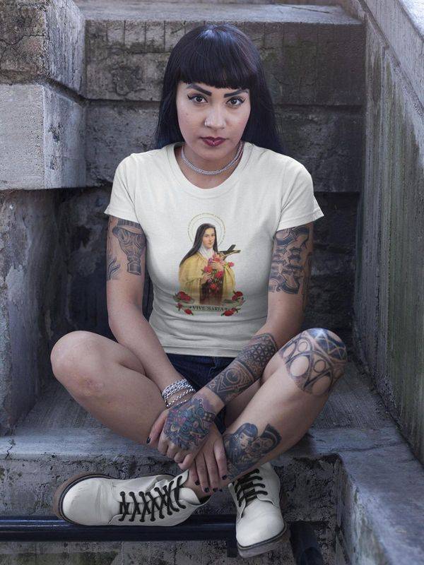 Nastrovje Potsdam Vive Maria Holy Therese Damen T-Shirt weiss Meist gekauft