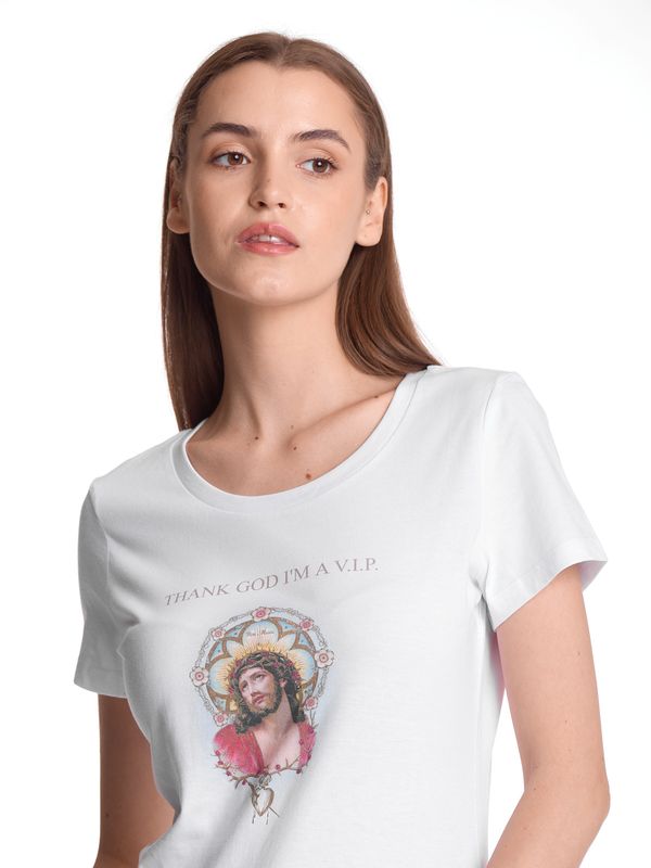 Nastrovje Potsdam Vive Maria Thank God Jesus Damen T-Shirt weiss Kostenloser Versand