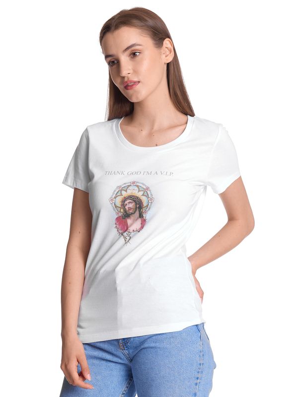 Nastrovje Potsdam Vive Maria Thank God Jesus Damen T-Shirt weiss Kostenloser Versand