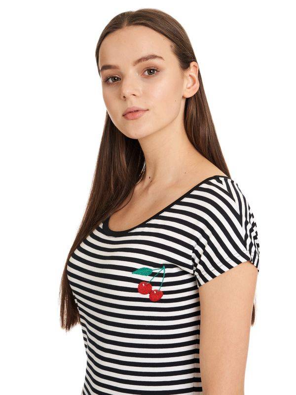 Nastrovje Potsdam Pussy Deluxe Stripes Loose Damen Loose-Shirt schwarz/weiß Begrenztes Angebot